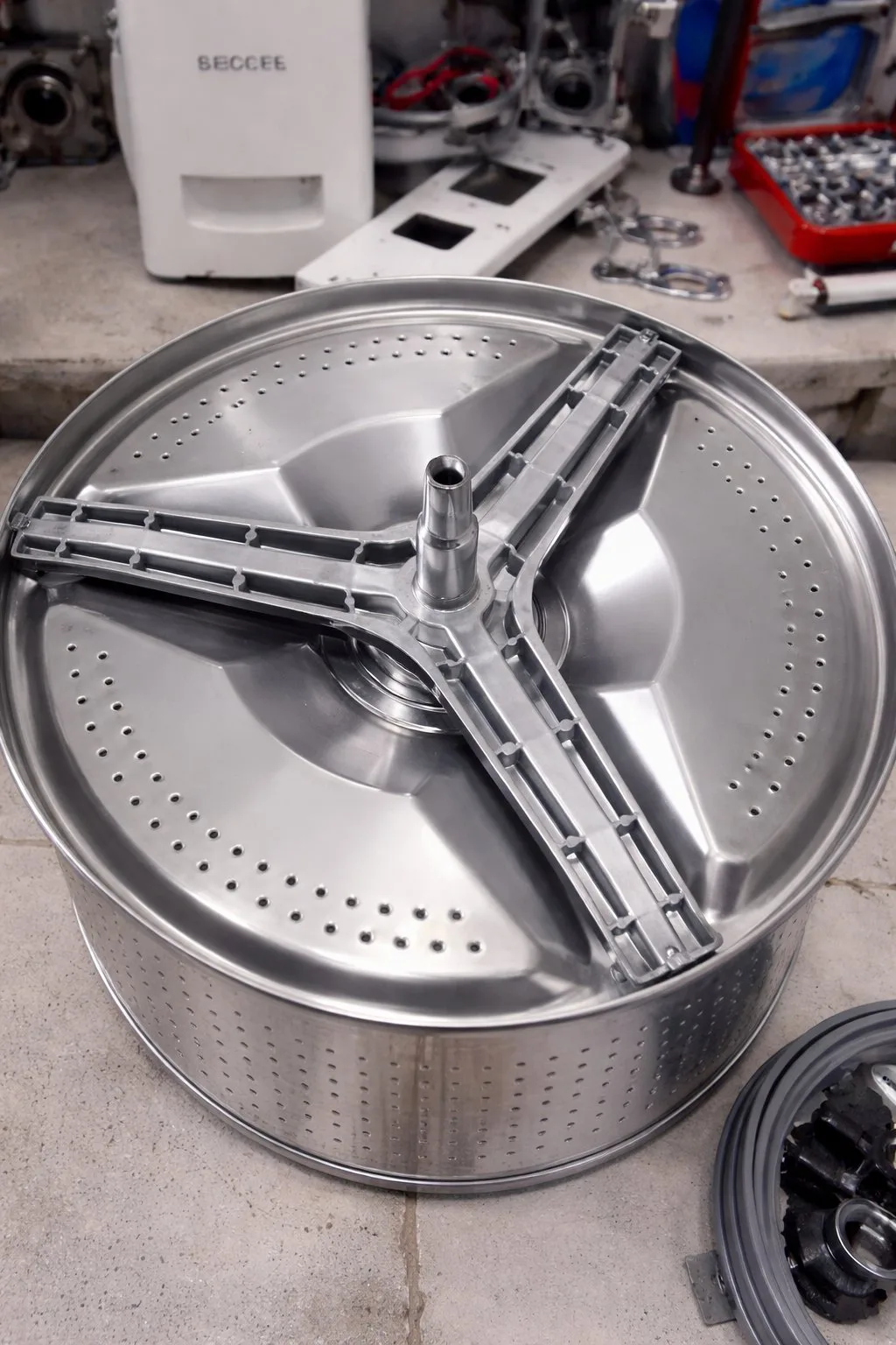 Eixo tripé trocado e máquina restaurada